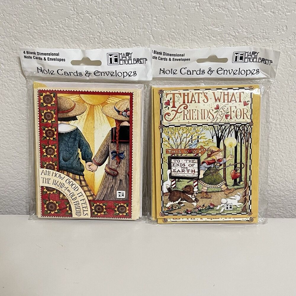 Mary Engelbreit Friendship Note Cards & Envelopes 2-Packs of 4 Cards NEW
